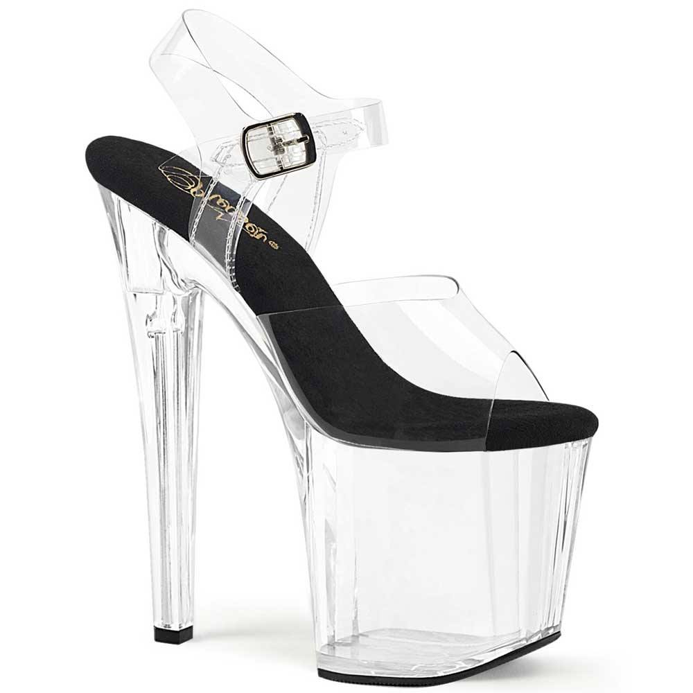 Pleaser - ENCHANT708 Sandale à bride à la cheville, Pole dance chaussures - Transparent Product image